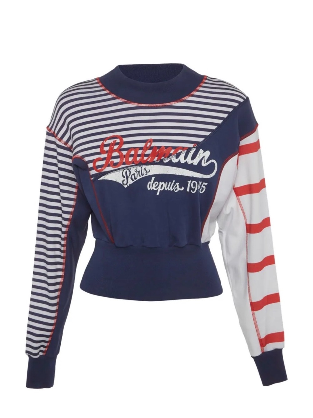 Balmain Navy, White & Red Striped Women’s Sweatshirt xs NWT
